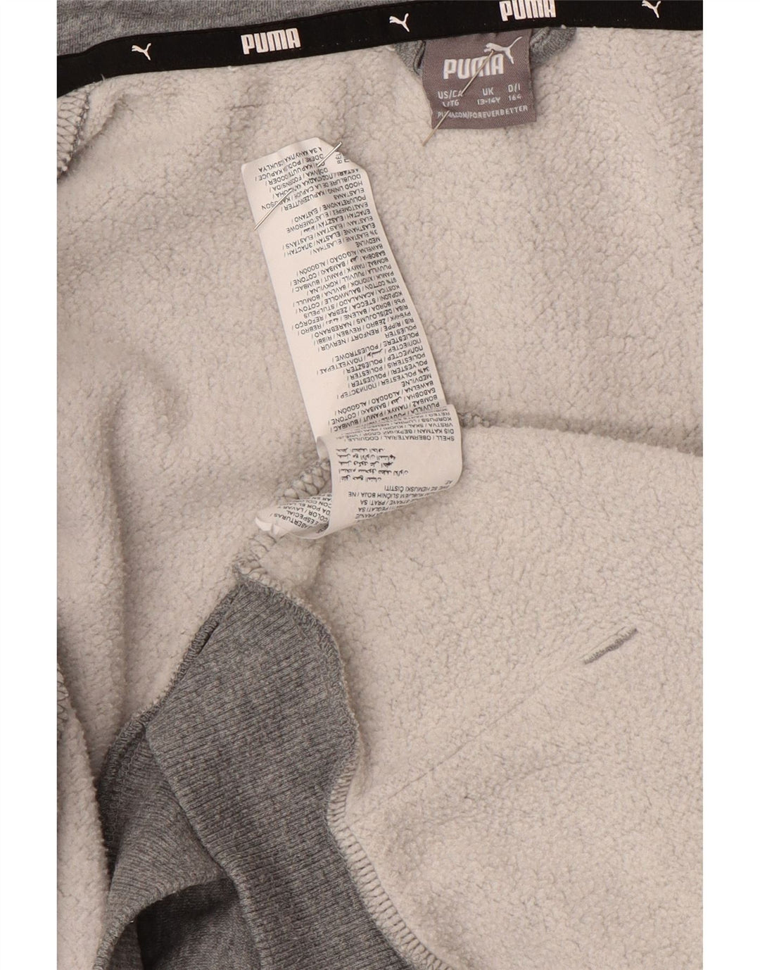 Chłopięcy sweter z kapturem i zamkiem błyskawicznym PUMA, 13-14 lat, szara bawełna