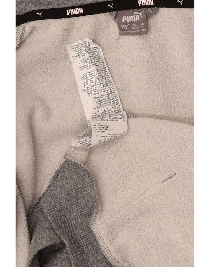 Chłopięcy sweter z kapturem i zamkiem błyskawicznym PUMA, 13-14 lat, szara bawełna