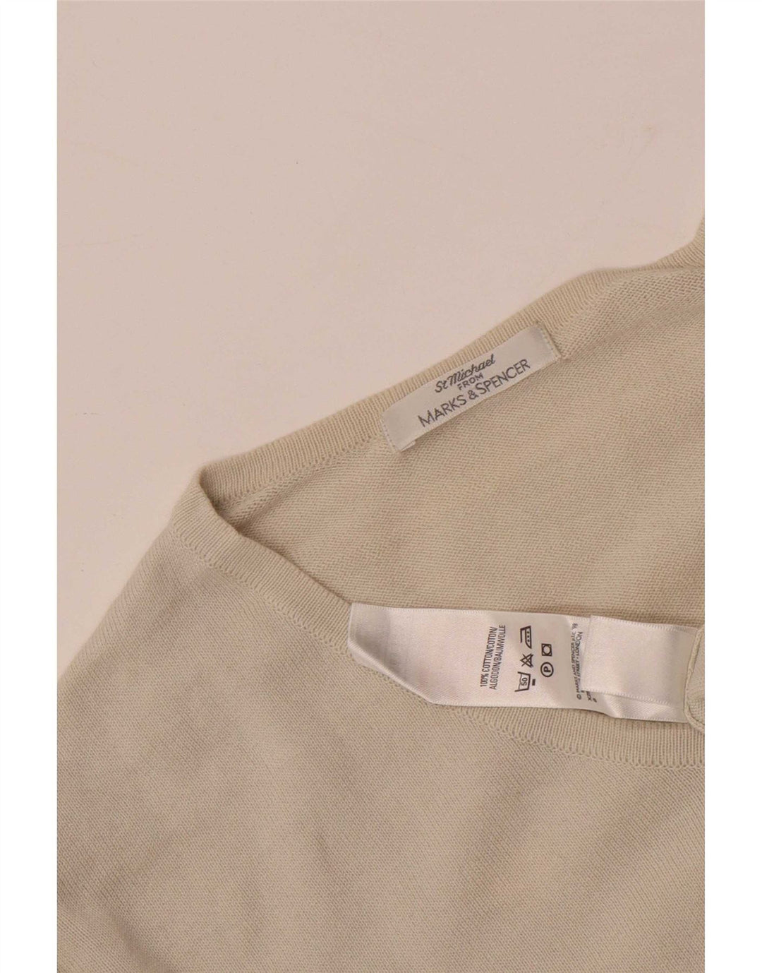 Marks & Spencer Męski top z długim rękawem XL, beżowy, bawełniany