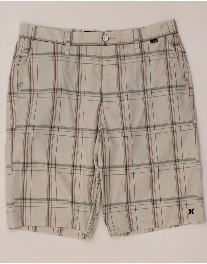 HURLEY Mens Chino Shorts W32 Medium Off White Check Vintage Hurley and Second-Hand Hurley from Messina Hembry 