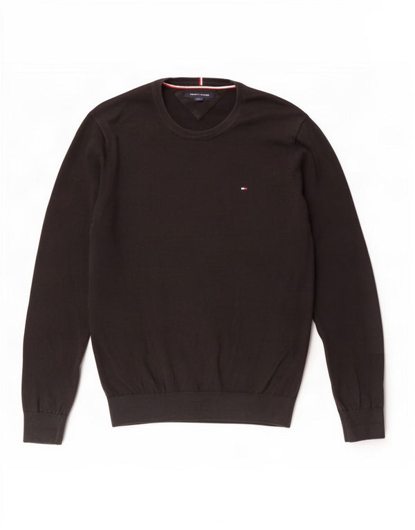 Męski sweter z okrągłym dekoltem Tommy Hilfiger, średniej wielkości, czarny, bawełniany