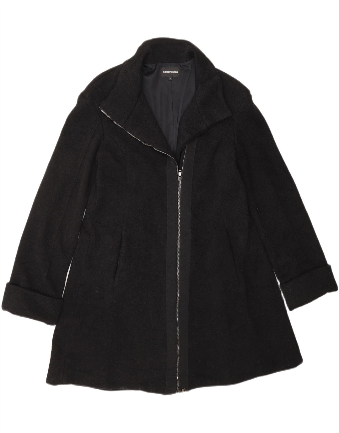 EMPORIO ARMANI Womens Overcoat UK 14 Large Black Vintage Emporio Armani and Second-Hand Emporio Armani from Messina Hembry 