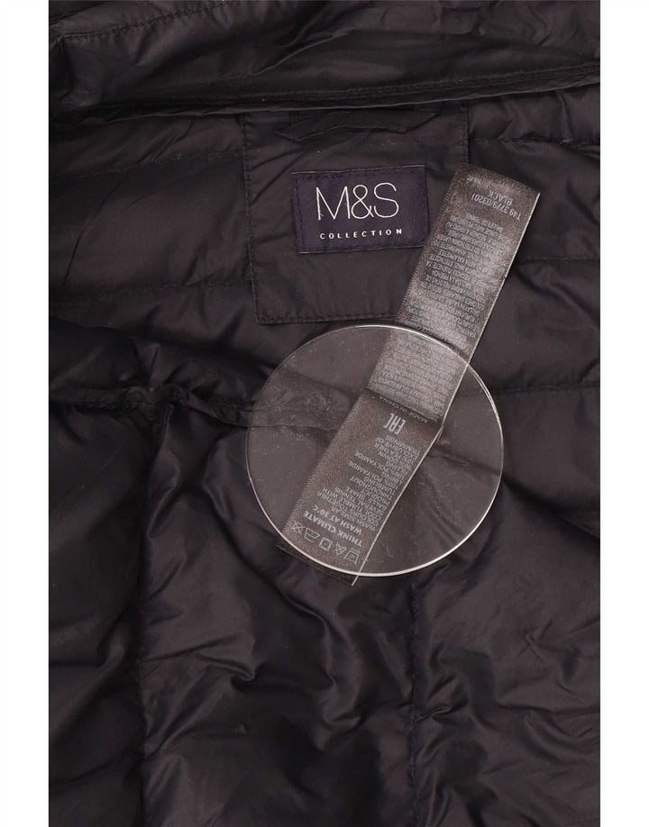 Marks & Spencer Damski ocieplany płaszcz z kapturem UK 12, średni czarny poliamid