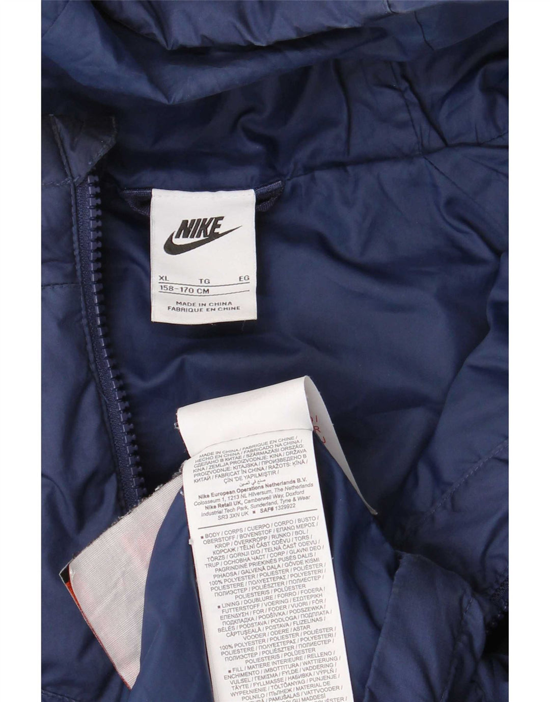 Chłopięca wyściełana kurtka z kapturem i kapturem Nike 13-14 lat XL, granatowa, poliestrowa