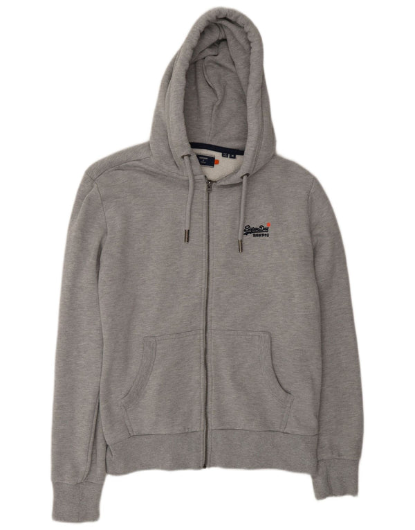 Męski sweter z kapturem i zamkiem Superdry, średnioszary, bawełniany
