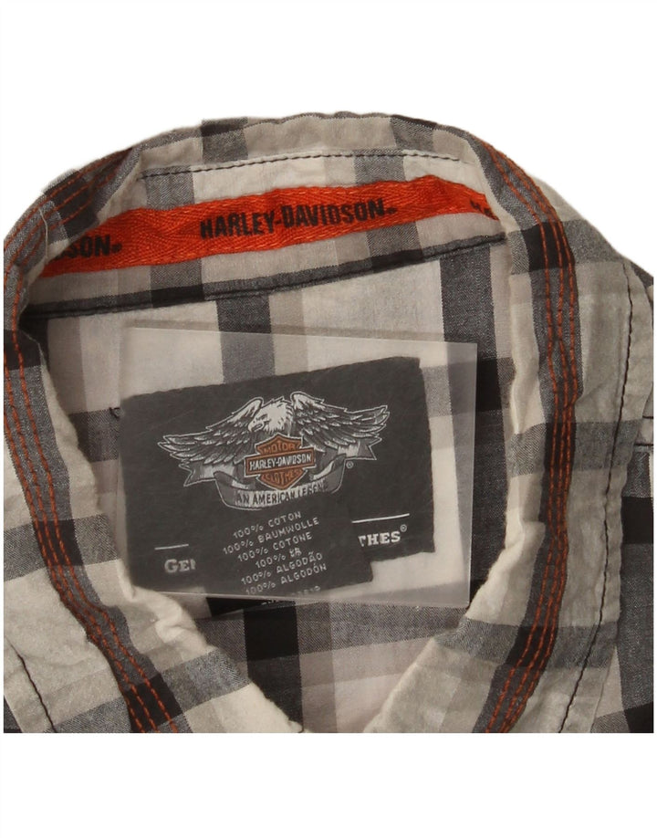 Męska koszulka z krótkim rękawem Harley Davidson z grafiką XL, szara, bawełniana w kratę