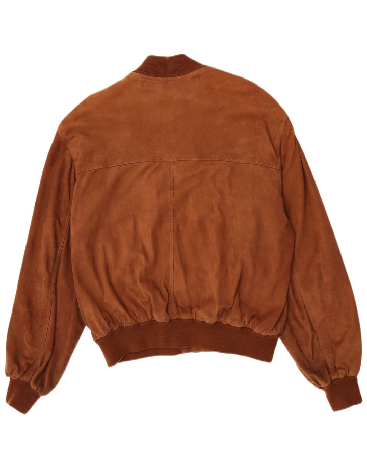 Vintage męska zamszowa kurtka bomber IT 50 duża brązowa zamszowa