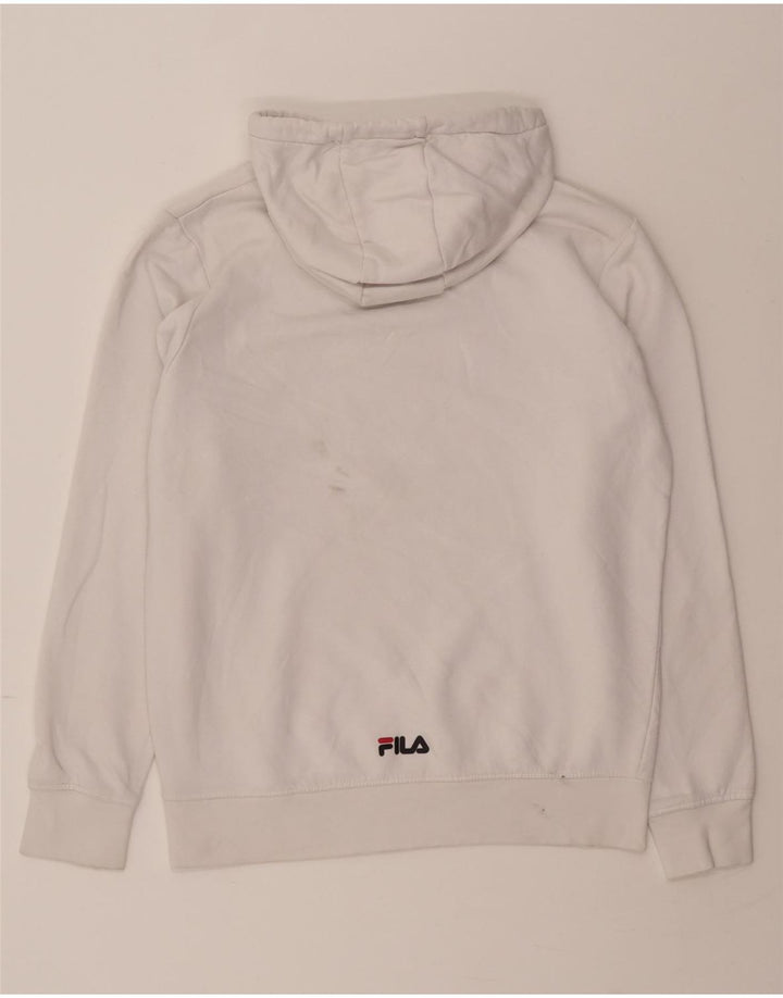 FILA Mens Graphic Hoodie Jumper Small White Cotton Vintage Fila and Second-Hand Fila from Messina Hembry 