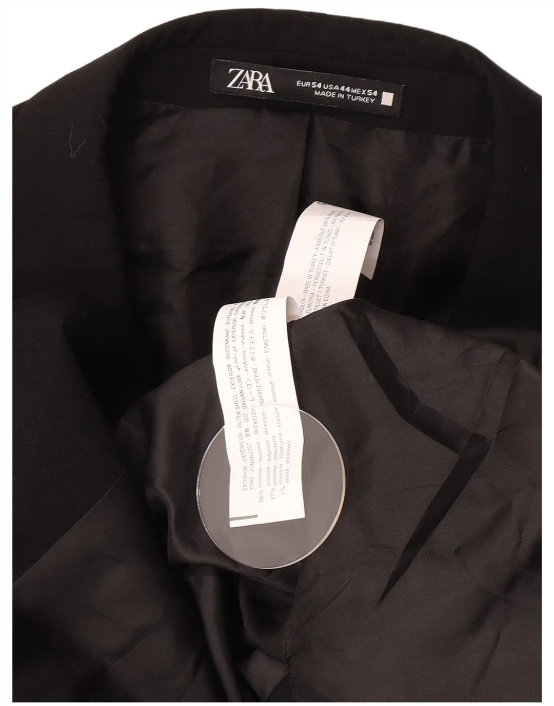 Zara Męska marynarka zapinana na 2 guziki EU 54 XL Czarna wiskoza