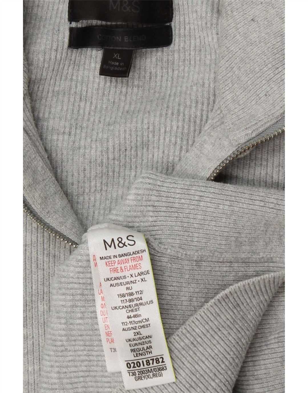Marks & Spencer Męski sweter z zamkiem błyskawicznym XL, szary, poliestrowy
