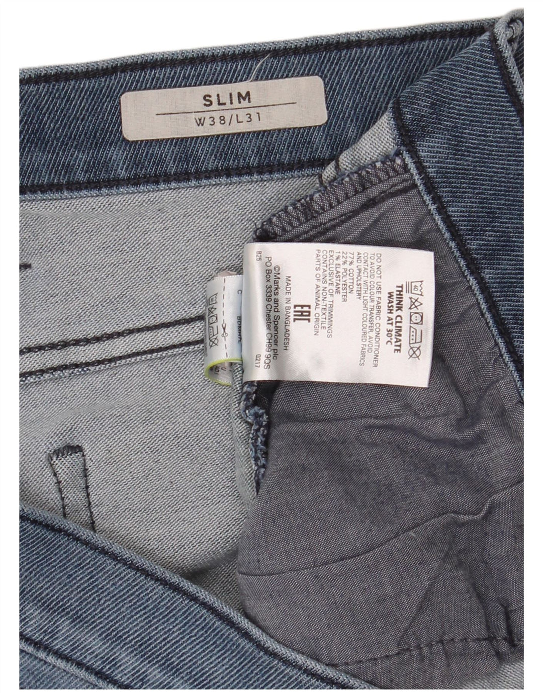 Marks & Spencer męskie slim jeansy W38 L31 Blue Cotton