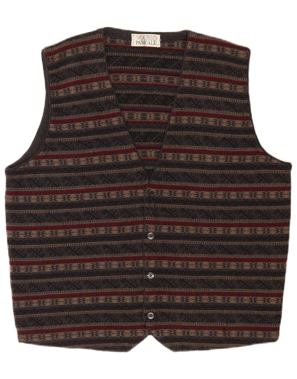 Vintage męska kamizelka z dzianiny, średnio szara, Fair Isle Virgin Wool