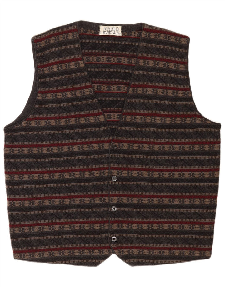 Vintage męska kamizelka z dzianiny, średnio szara, Fair Isle Virgin Wool