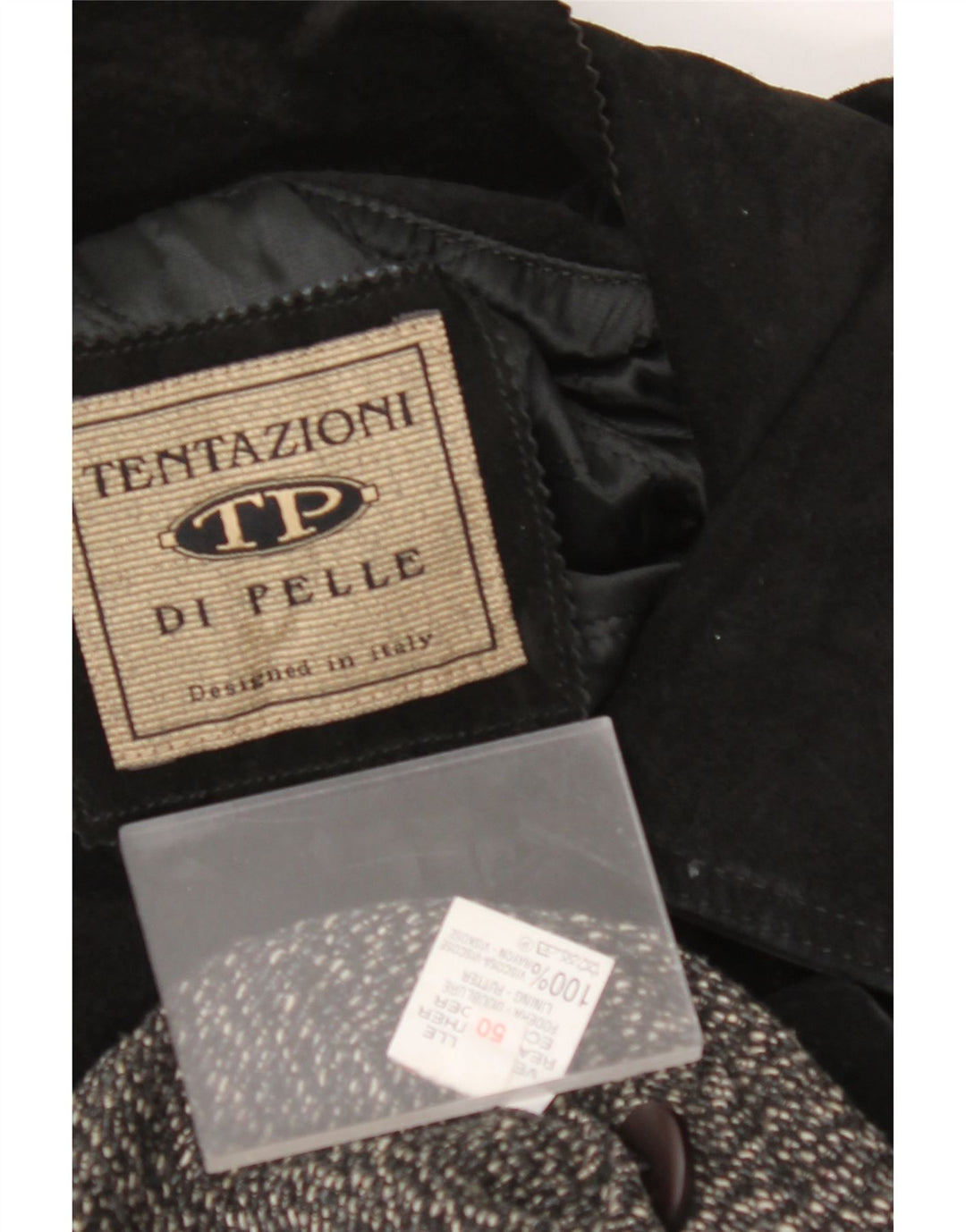 Zamszowa kurtka męska VINTAGE IT 50, duża, czarna, skórzana