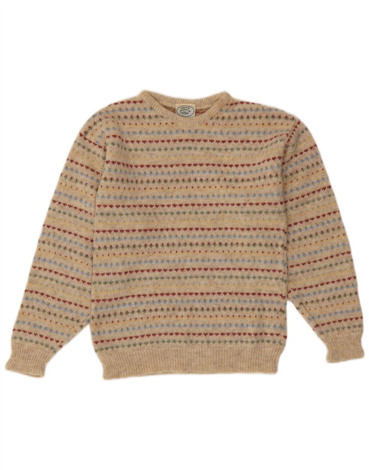 LAURA ASHLEY Damski sweter z okrągłym dekoltem UK 10 Small Beige Fair Isle