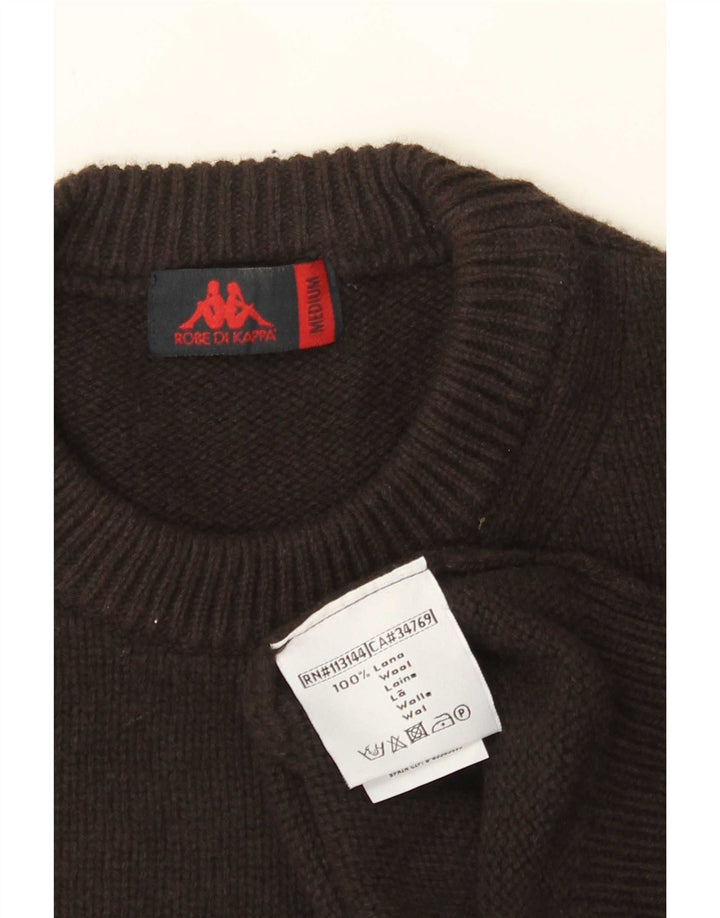 Męski sweter z okrągłym dekoltem Kappa, średniej wielkości brązowa wełna