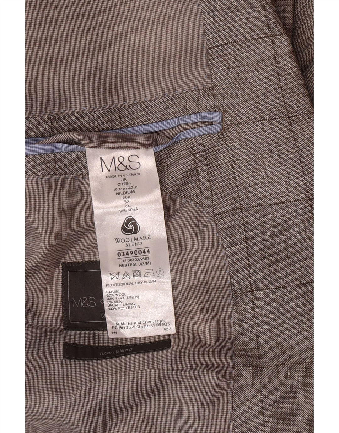 Marks & Spencer Męska marynarka o dopasowanym kroju UK 42, duża, szara krata