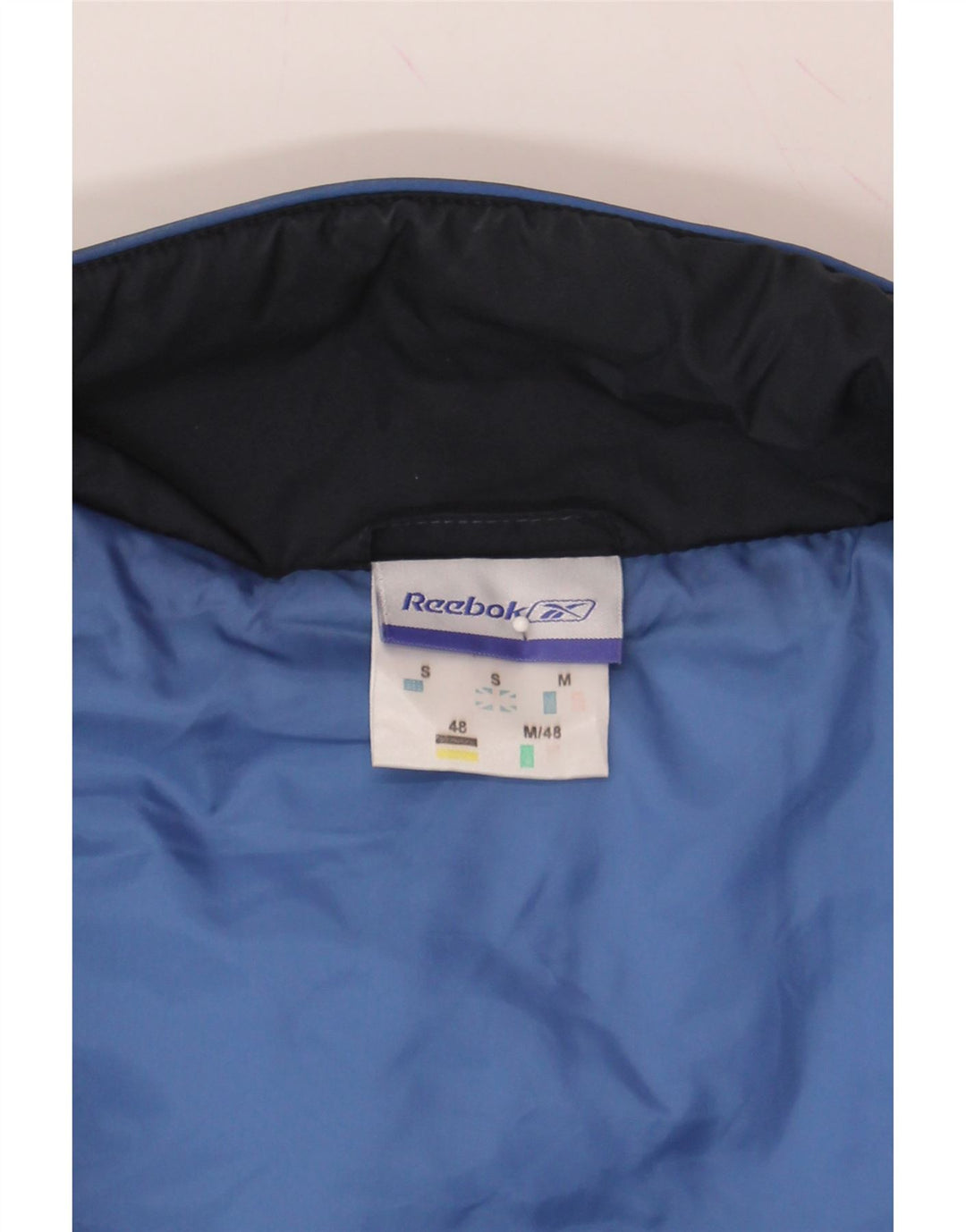 REEBOK Mens Padded Gilet UK 36 Small Navy Blue Polyester Vintage Reebok and Second-Hand Reebok from Messina Hembry 