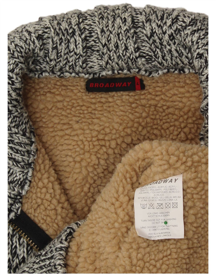 BROADWAY Męski sweter Sherpa Cardigan, duży, szary, nakrapiany akryl