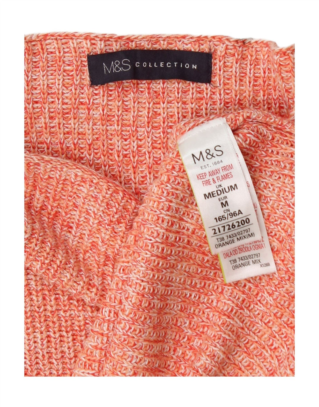 MARKS & SPENCER Womens Boat Neck Jumper Sweater UK 14 Medium Orange