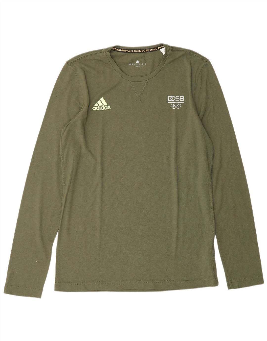 Męska koszulka olimpijska ADIDAS z długim rękawem, UK 40/42, średni khaki, poliester