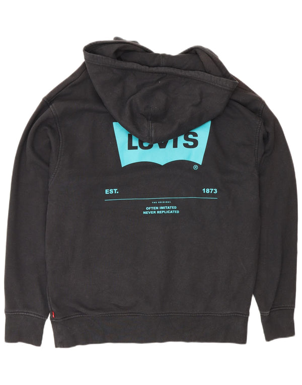 Męski sweter z kapturem Levi's o swobodnym kroju, w kolorze średniej czarnej bawełny