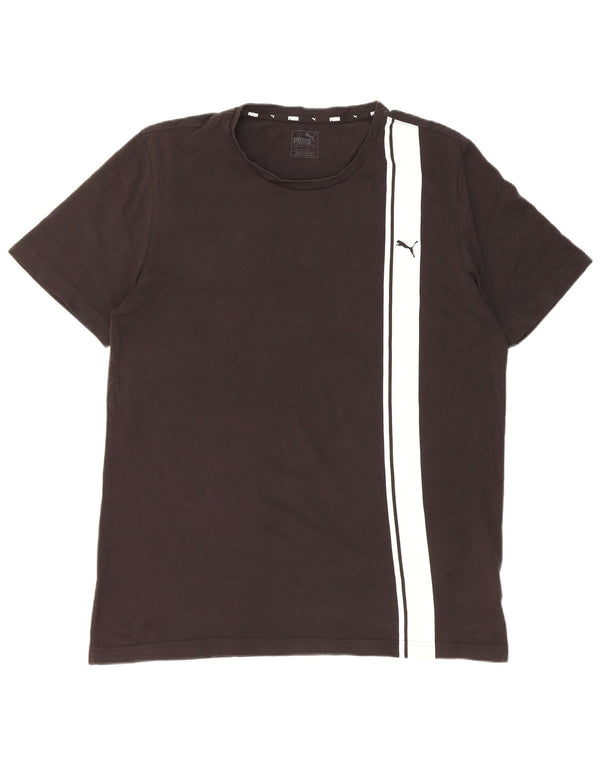 T-shirt męski Puma, duży, czarny, bawełniany z blokami kolorów