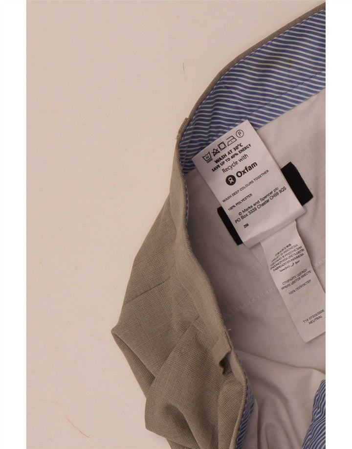 Marks & Spencer Męskie proste spodnie garniturowe W38 L33 Beżowy poliester