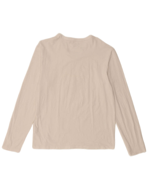 Guess Damski graficzny top z długim rękawem, UK 18 XL, biała bawełna