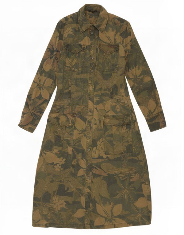 Damska sukienka koszulowa Desigual EU 36, mała, khaki, w kwiaty