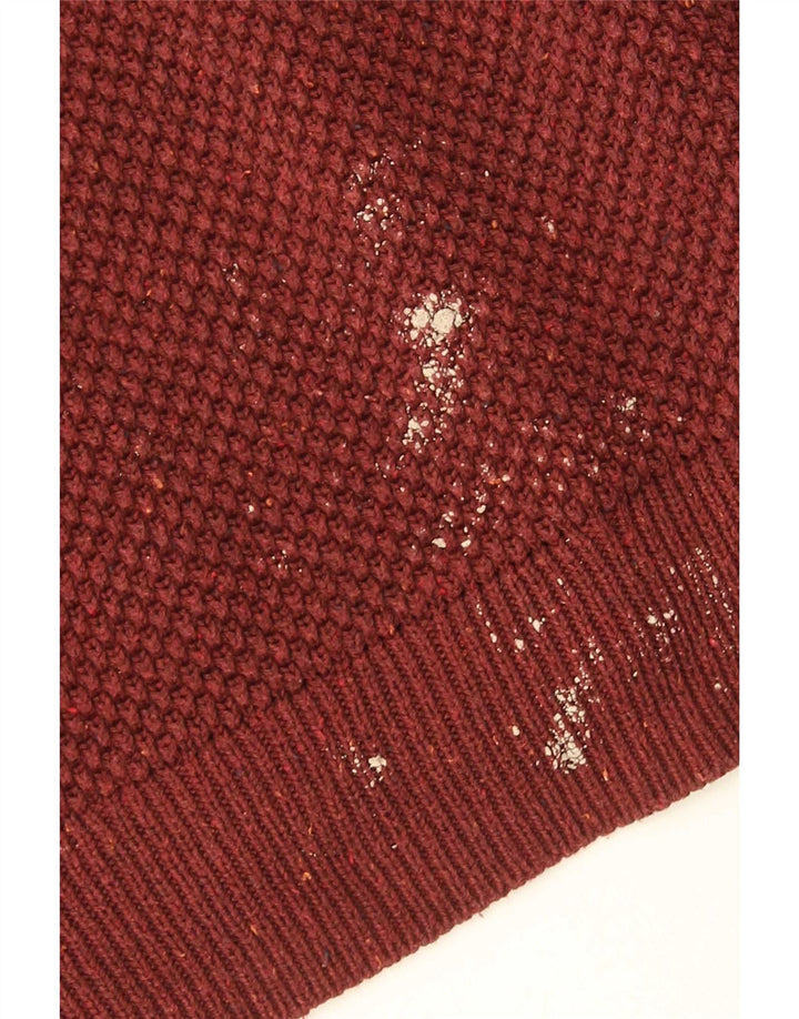 Zara Męski sweter z dekoltem w łódkę XL, czerwony, bawełniany