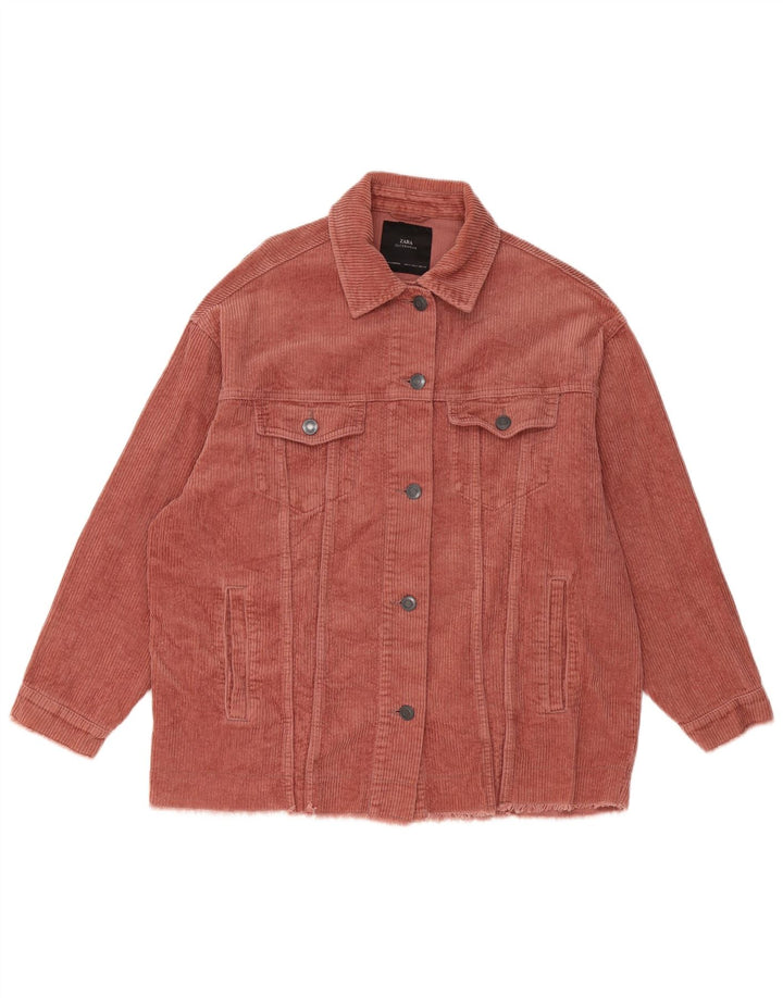 Damska oversize'owa kurtka sztruksowa Zara UK 10 Small Pink Cotton