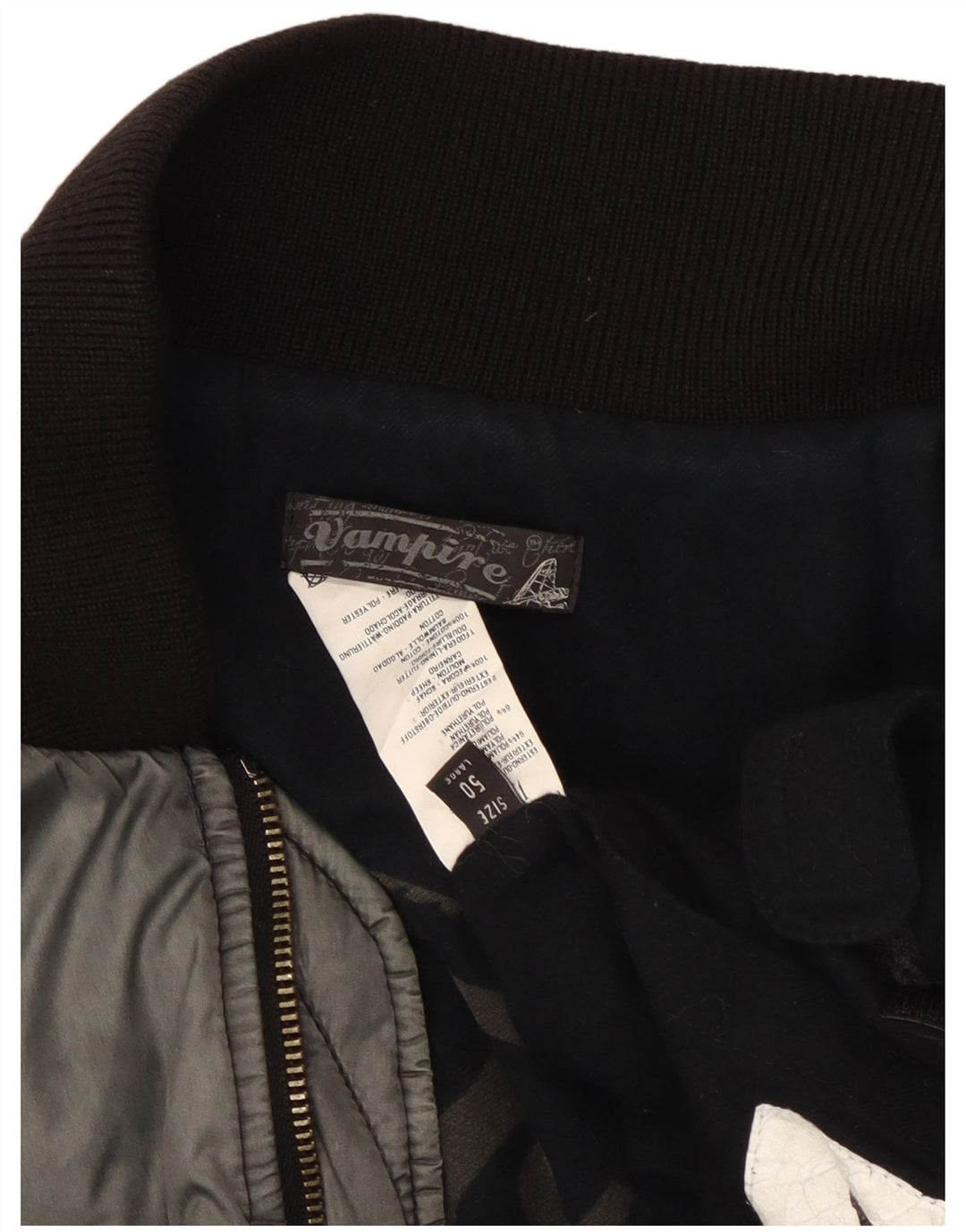 Vintage męska wąska kurtka bomber EU 50, duży szary nylon w blokach kolorów