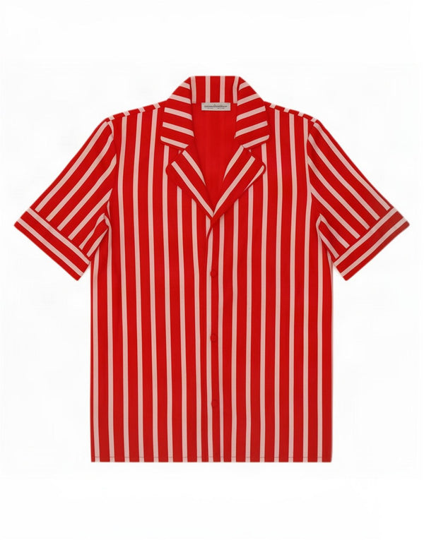 Damska koszula z krótkim rękawem Zara UK 10 Small Red Striped Wiskoza
