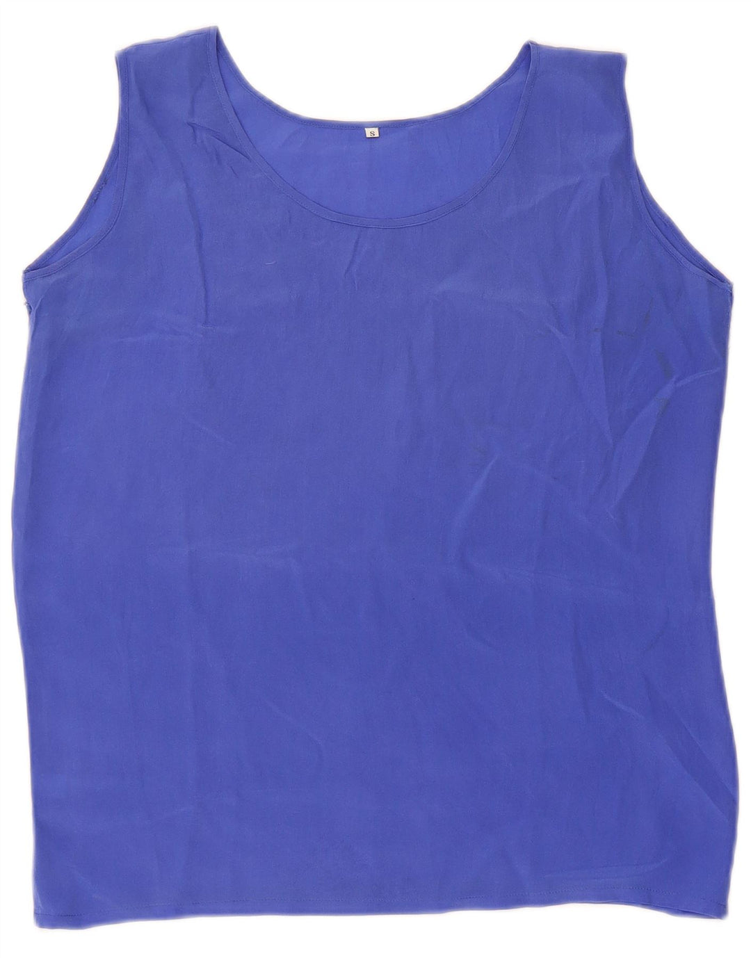 Vintage damska kamizelka prześwitująca Top UK 8 Small Blue Silk