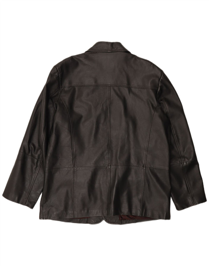 CAPELLE Męska skórzana marynarka zapinana na 4 guziki UK 44 2XL Czarna skóra