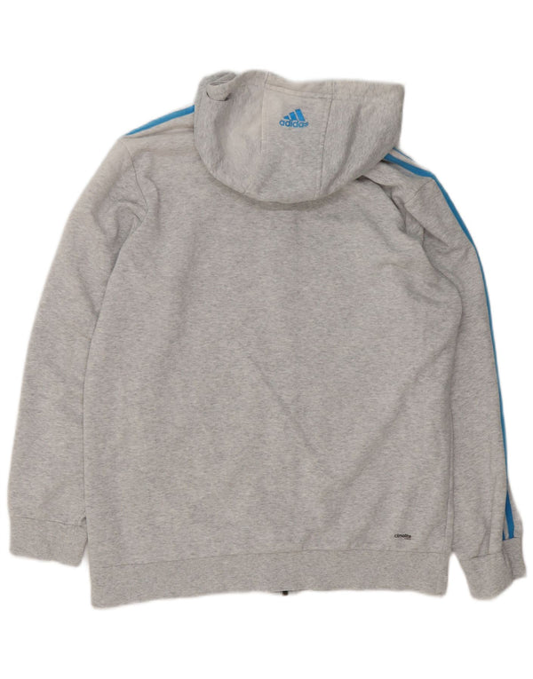 Adidas Męski sweter z kapturem Climalite Graphic Zip, duży, szary, bawełniany