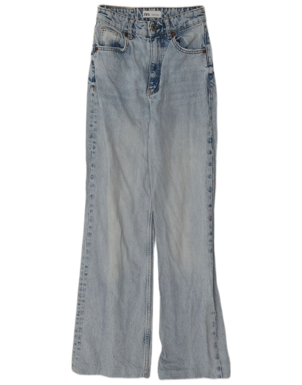 Damskie jeansy z szeroką nogawką Zara z wysokim stanem EU 32 2XS W22 L30 Niebieskie bawełniane