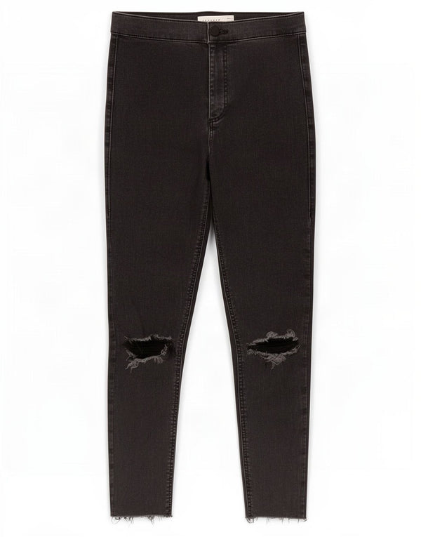 Damskie jeansy Skinny Skinny z przetarciami Topshop W28 L24 Szara bawełna