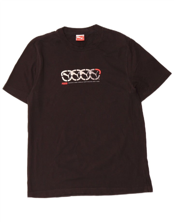 Męski T-shirt z grafiką Puma, duży, czarny, bawełniany