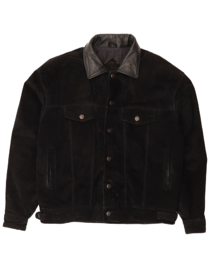 Męska zamszowa kurtka US Posse Skins UK 40, duża, czarna skóra