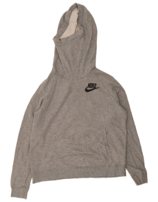 Nike Womens Hoodie Jumper UK 14 Large Grey Cotton