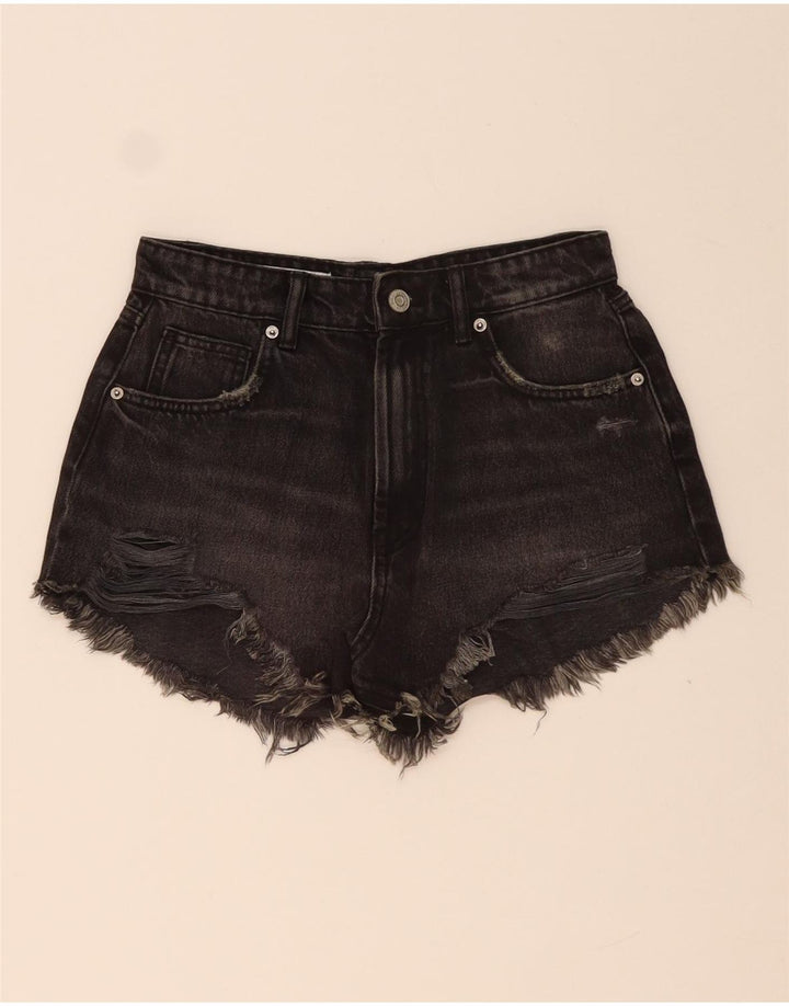 Damskie spodenki jeansowe ZARA w trudnej sytuacji EU 34 2XS W24 czarne