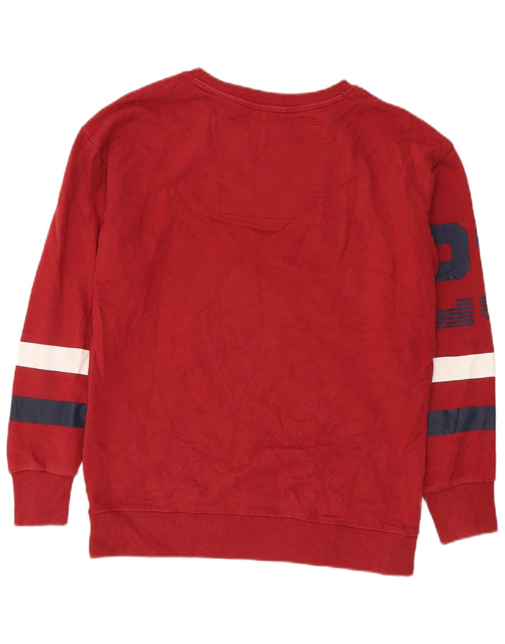 Męski sweter z grafiką Superdry, mały, czerwony, bawełniany w bloki kolorów