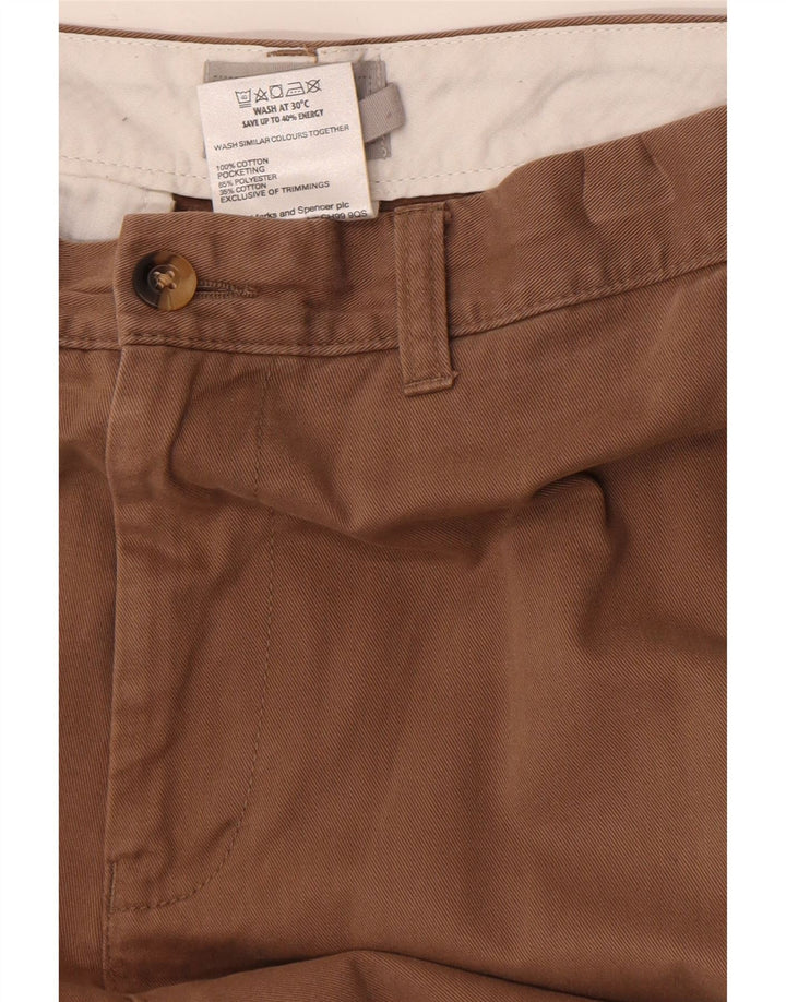 Męskie spodnie chino o regularnym kroju Marks & Spencer W36 L29 Brązowa bawełna