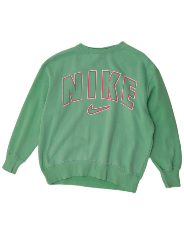 Nike Womens Graphic Oversized Sweatshirt Jumper UK 10 Small Green Cotton