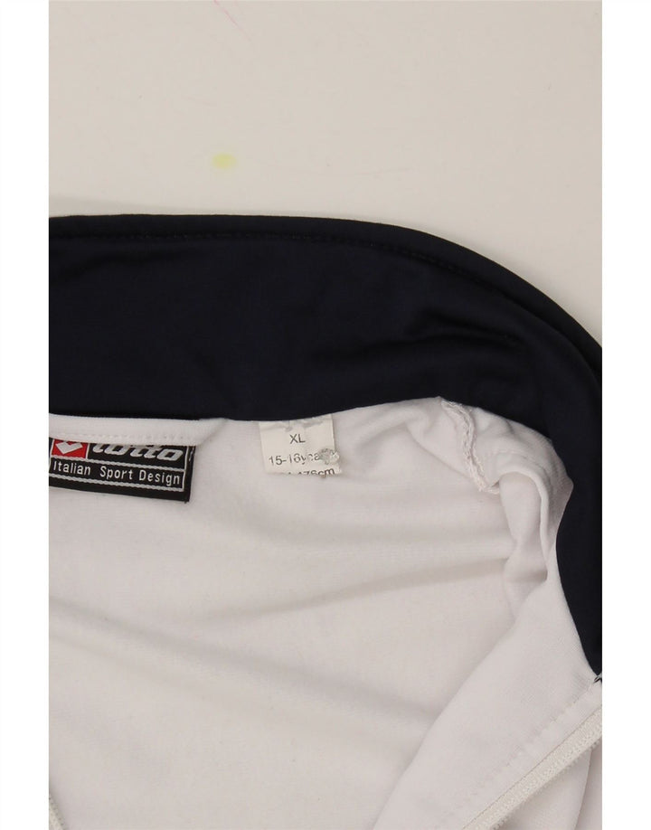 LOTTO Boys Tracksuit Top Jacket 15-16 Years XL White Colourblock Polyester Vintage Lotto and Second-Hand Lotto from Messina Hembry 