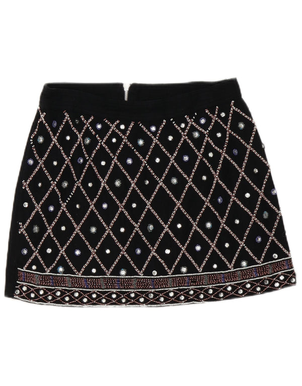 Damska spódniczka mini Guess US 2 XS W28, czarna, geometryczna bawełna