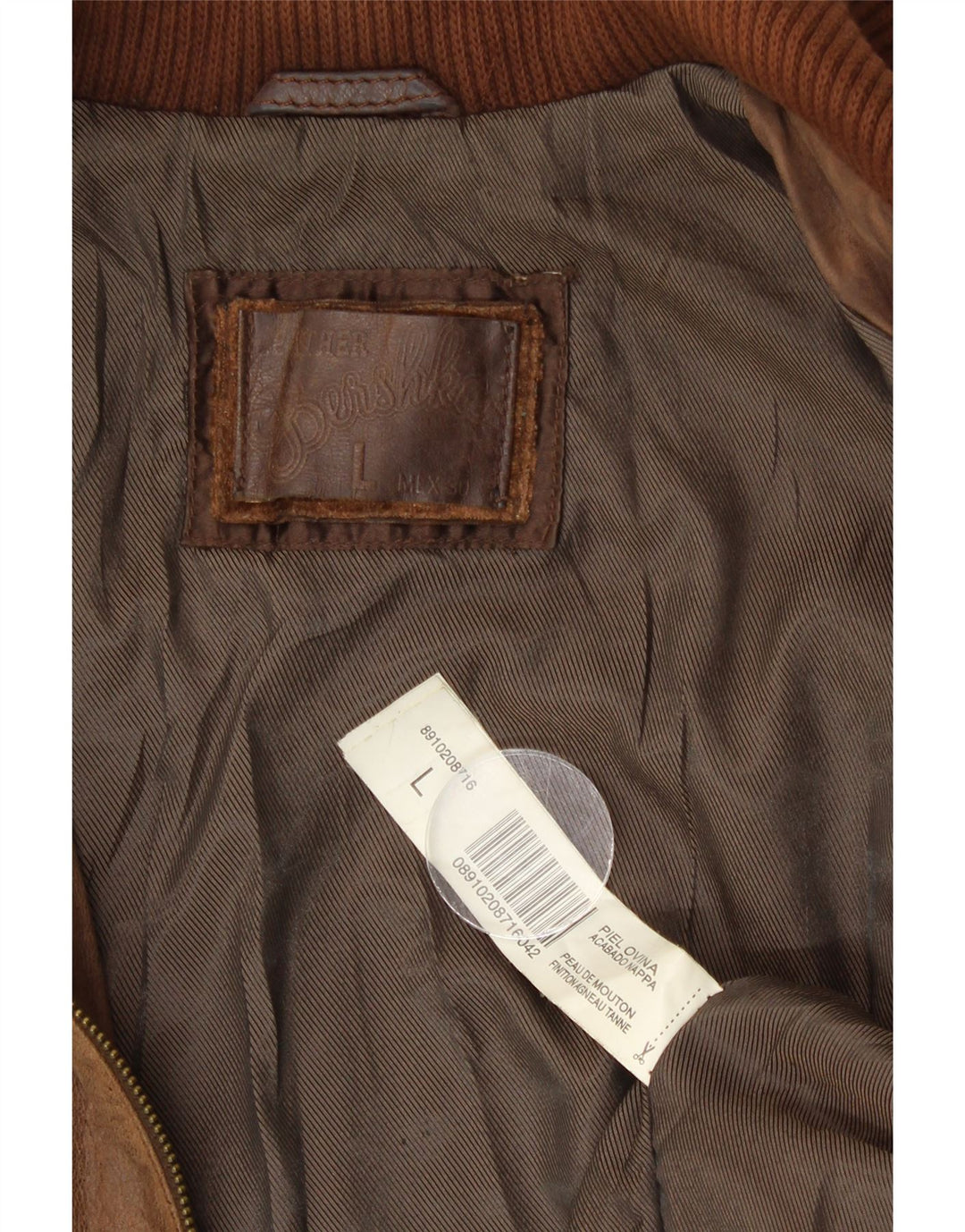 Damska skórzana kurtka bomberka Bershka UK 14, duża brązowa skóra