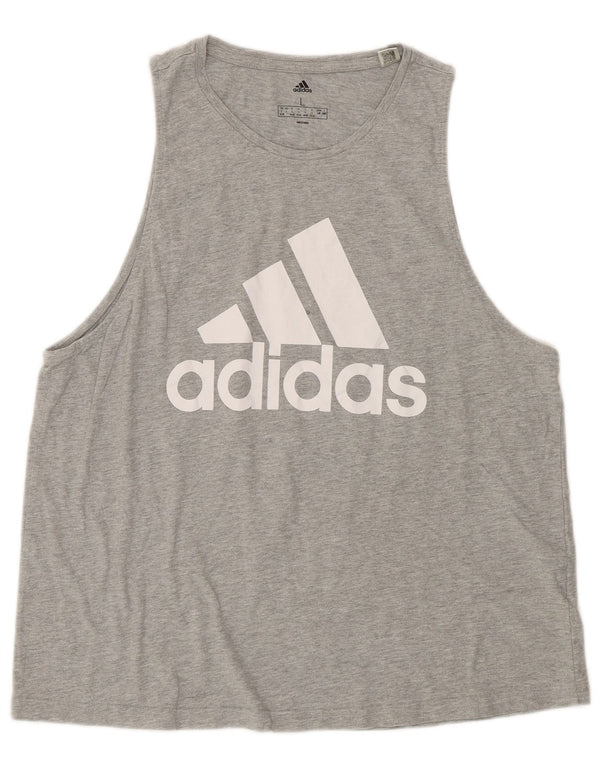 Damska kamizelka graficzna Adidas Top UK 16/18 Duża, szara bawełniana sportowa